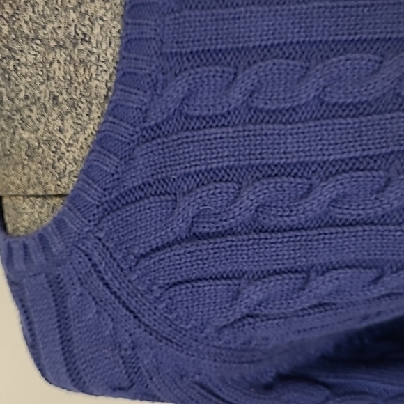 L.L. Bean Classic Cable Knit Crew Neck Cotton Sweater Blue Size XL - Picture 3 of 9